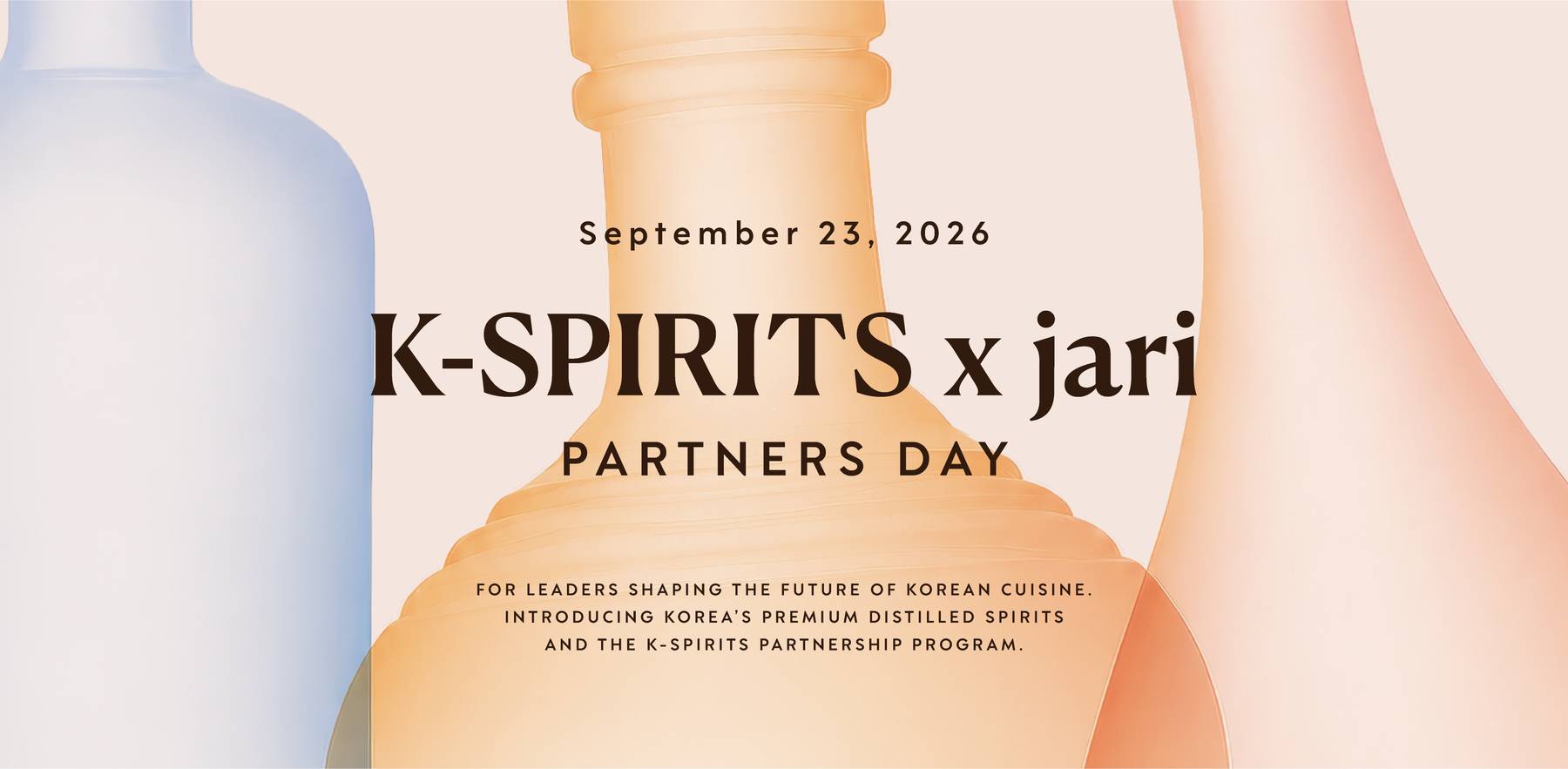 K-SPIRITS x jari Partners Day — September 29, 2026. For leaders shaping the future of Korean cuisine.